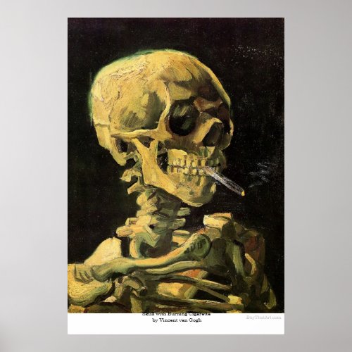Skull with Burning Cigarette by Vincent van Gogh Poster