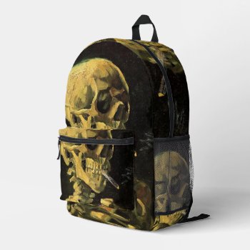Skull With Burning Cigarette By Vincent Van Gogh Printed Backpack by VanGogh_Gallery at Zazzle