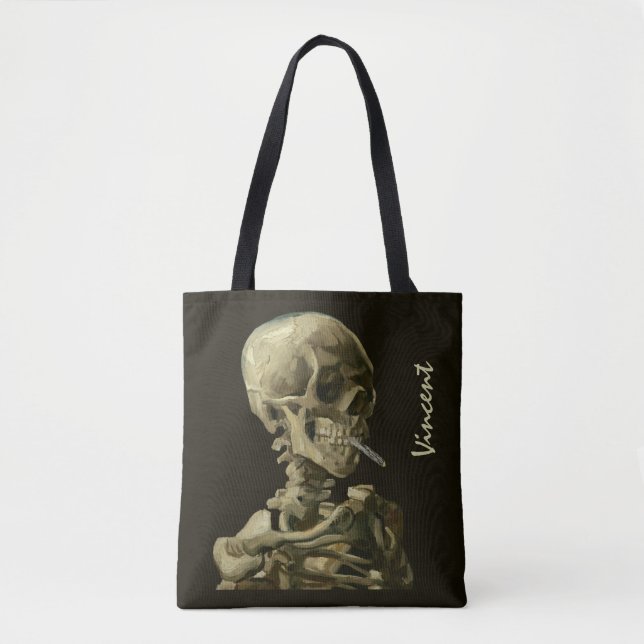 Skull with Burning Cigarette by Vincent van Gogh Tote Bag (Front)