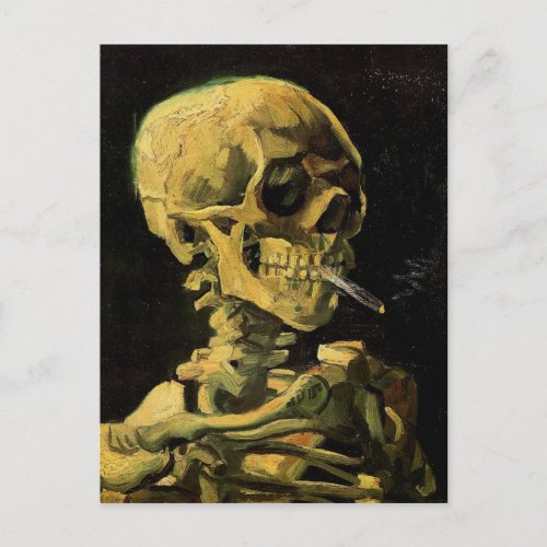 Skull with Burning Cigarette Van Gogh Fine Art Postcard