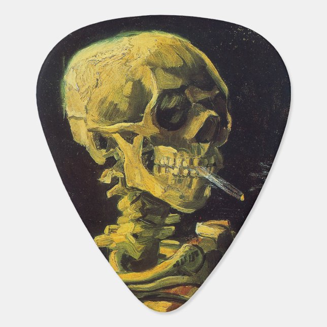 Skull with Burning Cigarette Van Gogh Guitar Pick (Back)