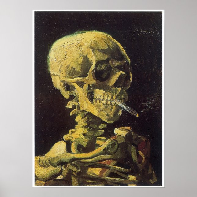 Skull with Burning Cigarette, Van Gogh Poster (Front)