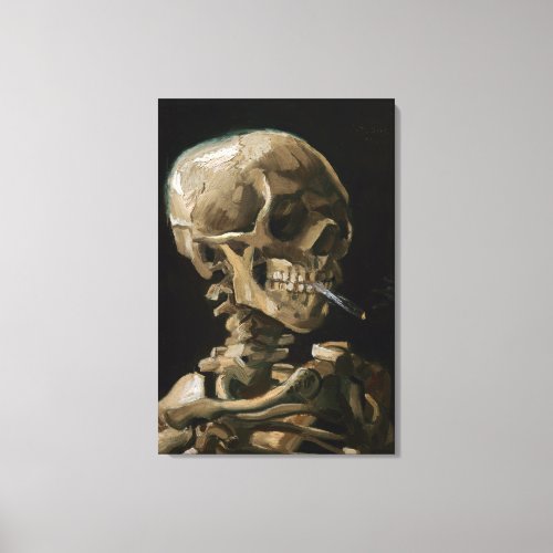 Skull with Burning Cigarette Vincent van Gogh Art Canvas Print
