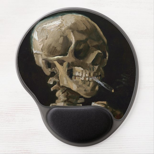 Skull with Burning Cigarette Vincent van Gogh Art Gel Mouse Pad (Front)