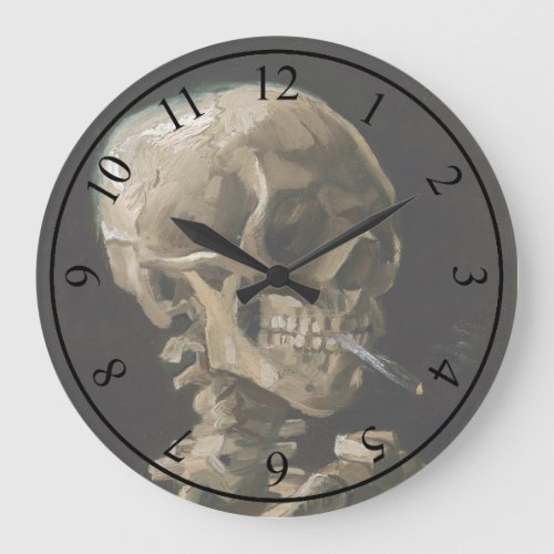 Skull with Burning Cigarette Vincent van Gogh Art Large Clock