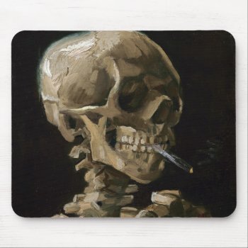 Skull With Burning Cigarette Vincent Van Gogh Art Mouse Pad by Then_Is_Now at Zazzle