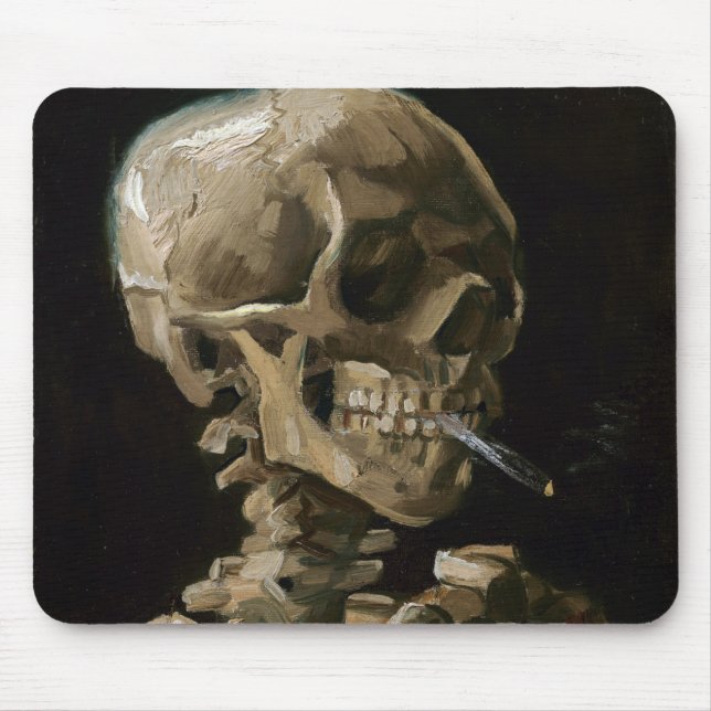 Skull with Burning Cigarette Vincent van Gogh Art Mouse Pad (Front)