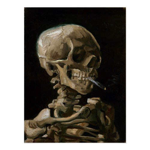 Skull with Burning Cigarette Vincent van Gogh Art Poster