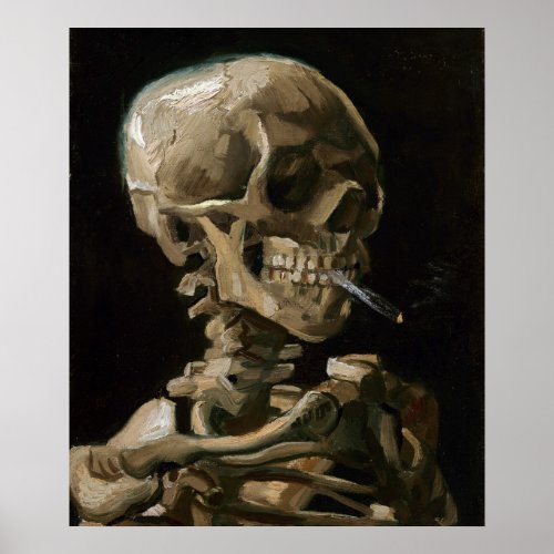 Skull with Burning Cigarette Vincent van Gogh Art Poster