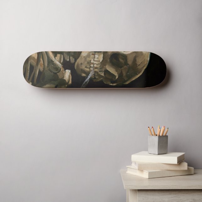 cigarette skateboards Skull with Burning Cigarette Vincent van Gogh Art Skateboard