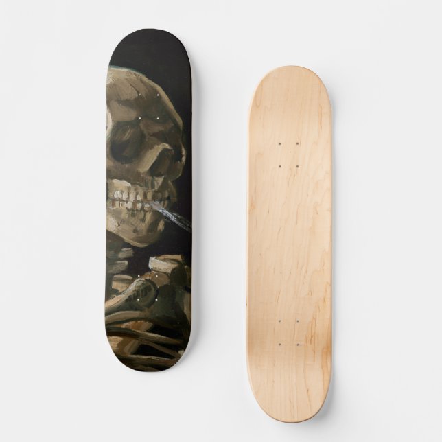 Skull with Burning Cigarette Vincent van Gogh Art Skateboard