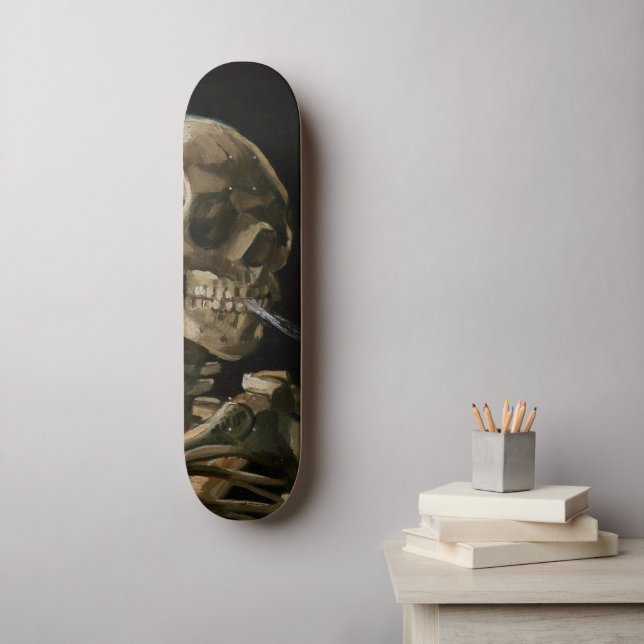 Skull with Burning Cigarette Vincent van Gogh Art Skateboard