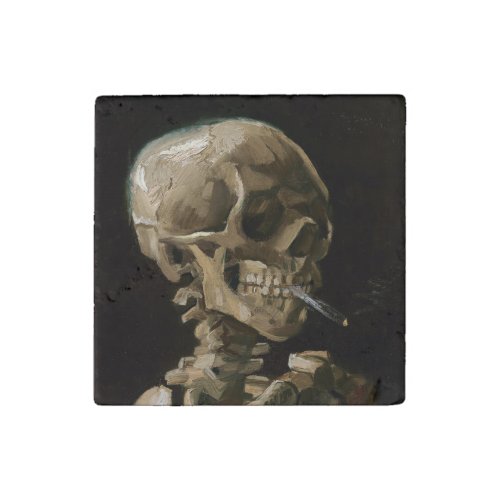 Skull with Burning Cigarette Vincent van Gogh Art Stone Magnet