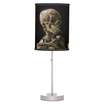 Skull With Burning Cigarette Vincent Van Gogh Art Table Lamp by Then_Is_Now at Zazzle