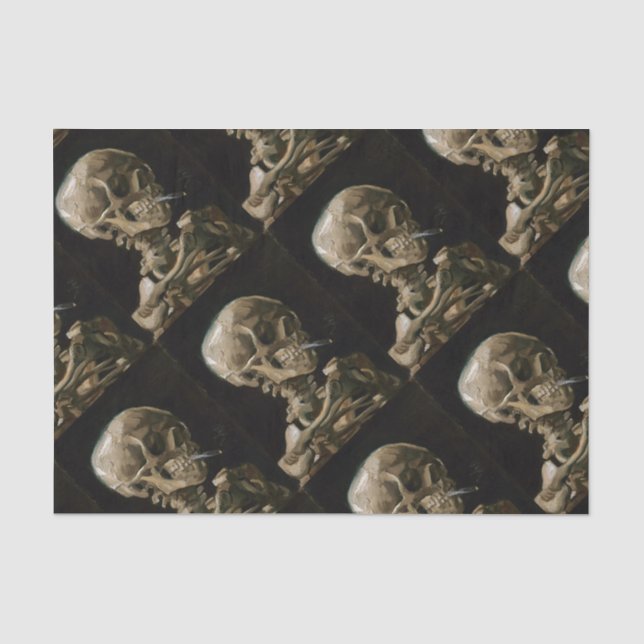 Skull with Burning Cigarette Vincent van Gogh Art Tissue Paper (Front)