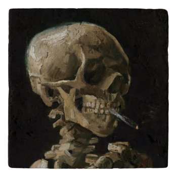 Skull With Burning Cigarette Vincent Van Gogh Art Trivet by Then_Is_Now at Zazzle