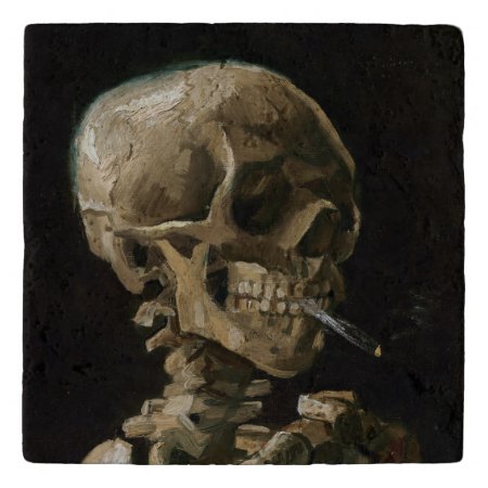 Skull With Burning Cigarette Vincent Van Gogh Art Trivet
