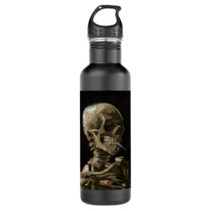 Skull with Burning Cigarette Vincent van Gogh Art Water Bottle