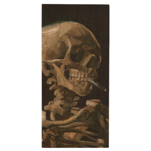 Skull with Burning Cigarette Vincent van Gogh Art Wood Flash Drive