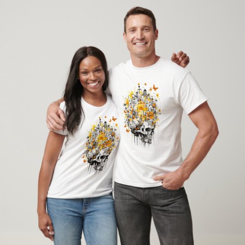 Skull with butterflies T_Shirt