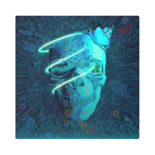 Skull with butterfly decoration
