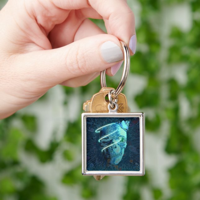Skull with butterfly decoration keychain (Hand)
