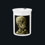 Skull with Cigarette by Van Gogh Beverage Pitcher<br><div class="desc">Van Gogh's Expressionist Paintings: Skull with Burning Cigarette  Canvas Painting</div>