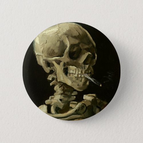Skull with Cigarette by Van Gogh Button