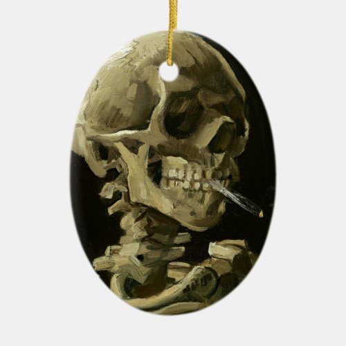 Skull with Cigarette by Van Gogh Ceramic Ornament
