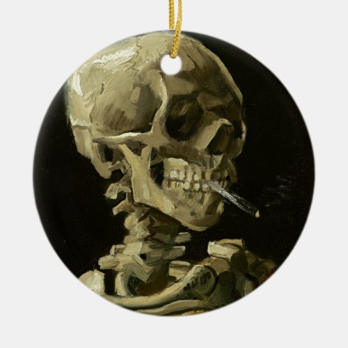 Skull with Cigarette by Van Gogh Ceramic Ornament