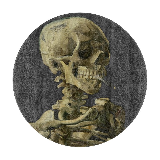 Skull with Cigarette by Van Gogh Cutting Board (Front)