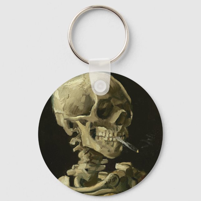 Skull with Cigarette by Van Gogh Keychain (Front)