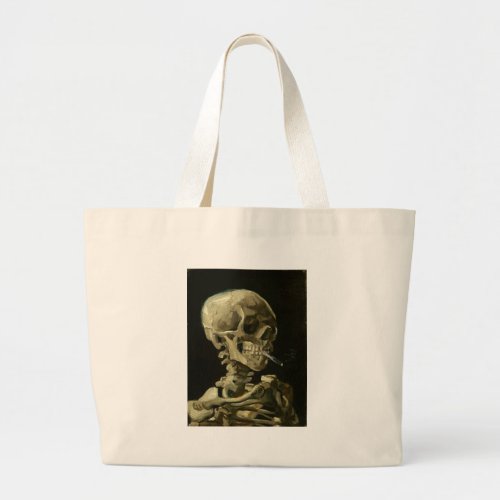 Skull with Cigarette by Van Gogh Large Tote Bag