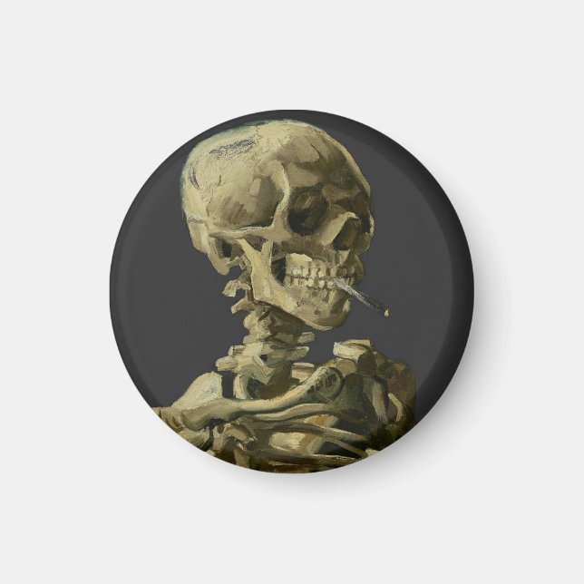 Skull with Cigarette by Van Gogh Magnet (Front)