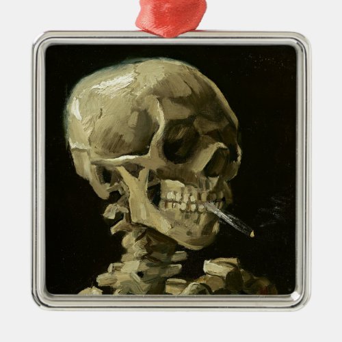 Skull with Cigarette by Van Gogh Metal Ornament