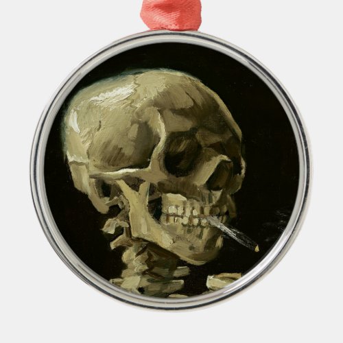Skull with Cigarette by Van Gogh Metal Ornament
