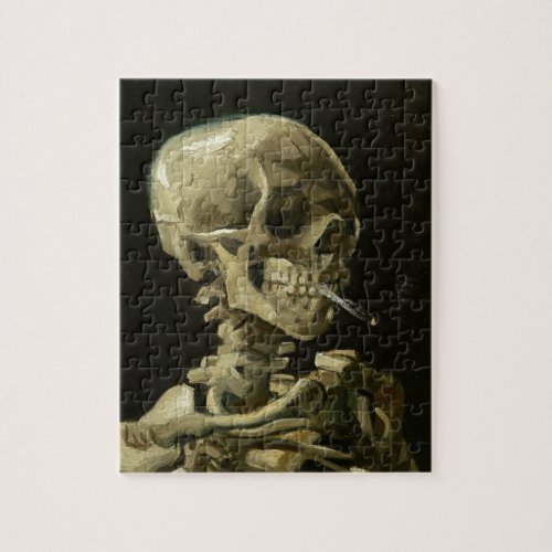 Skull with Cigarette by Van Gogh Painting Art Jigsaw Puzzle