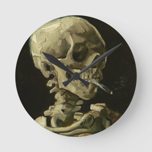 Skull with Cigarette by Van Gogh Round Clock