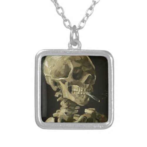 Skull with Cigarette by Van Gogh Silver Plated Necklace