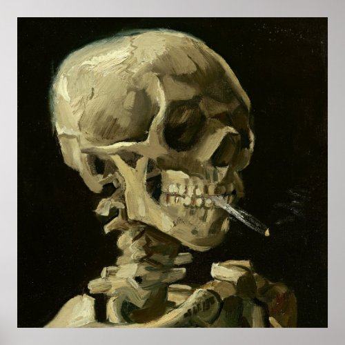 Skull with Cigarette by Van Gogh Square Poster