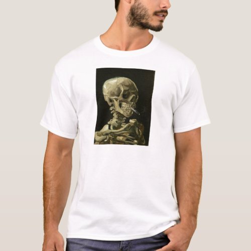 Skull with Cigarette by Van Gogh T_Shirt