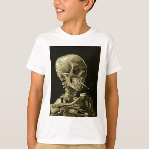 Skull with Cigarette by Van Gogh T_Shirt