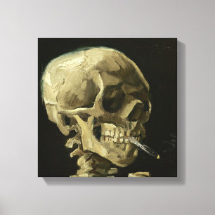 Skull with Cigarette by Van Gogh Wrapped Canvas Print