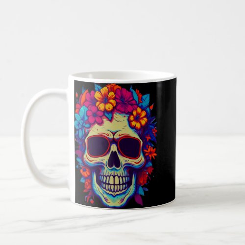 Skull With Colorful Flowers  Coffee Mug