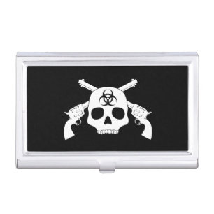 Skull with Crossed Guns Case For Business Cards