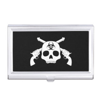 Skull with Crossed Guns Case For Business Cards
