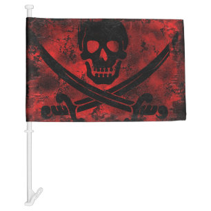 Skull with Crossed Swords Creepy Artwork Car Flag