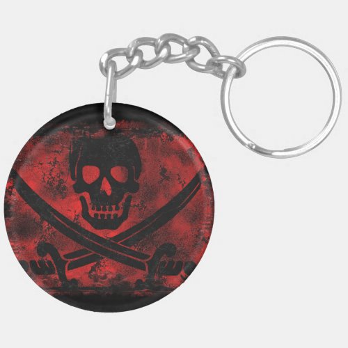 Skull with Crossed Swords Creepy Artwork Keychain