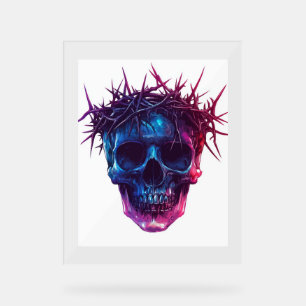 Skull with Crown of Thorns Acrylic Sign