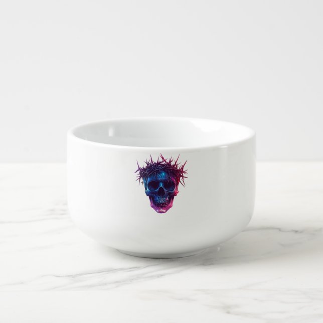 Skull with Crown of Thorns Soup Mug (Front)